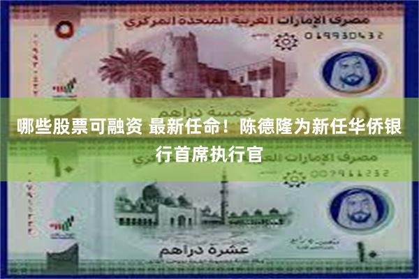 哪些股票可融资 最新任命！陈德隆为新任华侨银行首席执行官