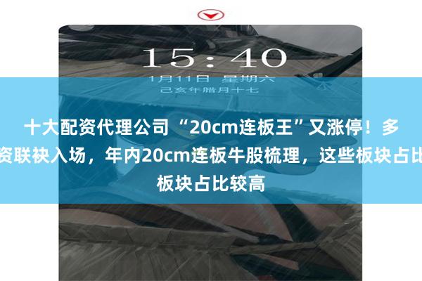 十大配资代理公司 “20cm连板王”又涨停！多路游资联袂入场，年内20cm连板牛股梳理，这些板块占比较高